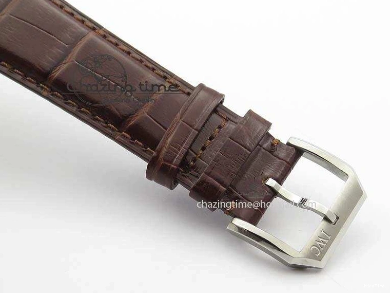 MIROTIME 0427 Sustainable Portuguese IW5444 SS White Dial RG Numbers On Brown Leather Strap A 7256